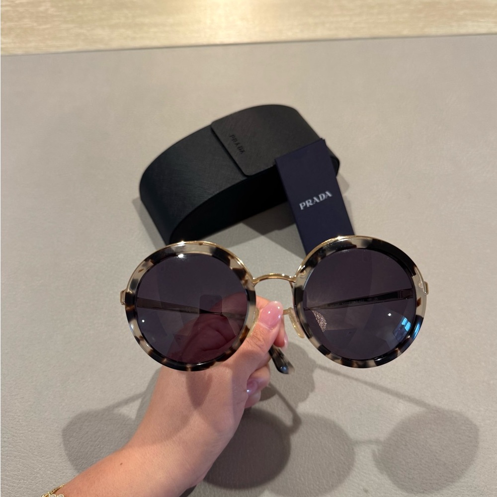Prada Brown Tortoise Round Sunglasses